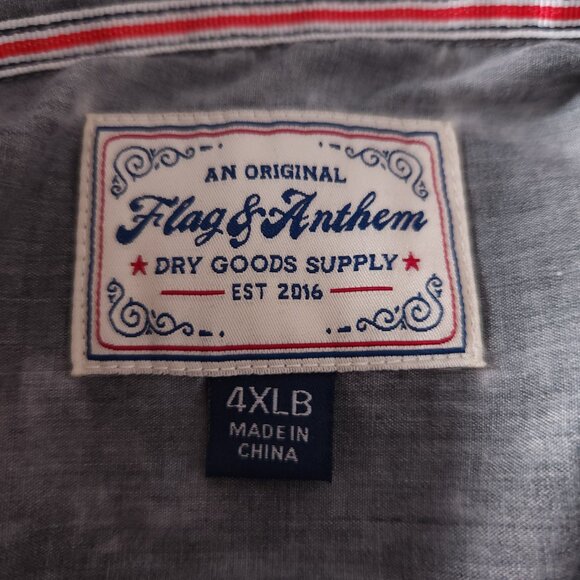 Flag & Anthem Westley Button Shirt Mens 4XLB Plaid Soft Blue Coral Vintage Fit - Picture 3 of 12